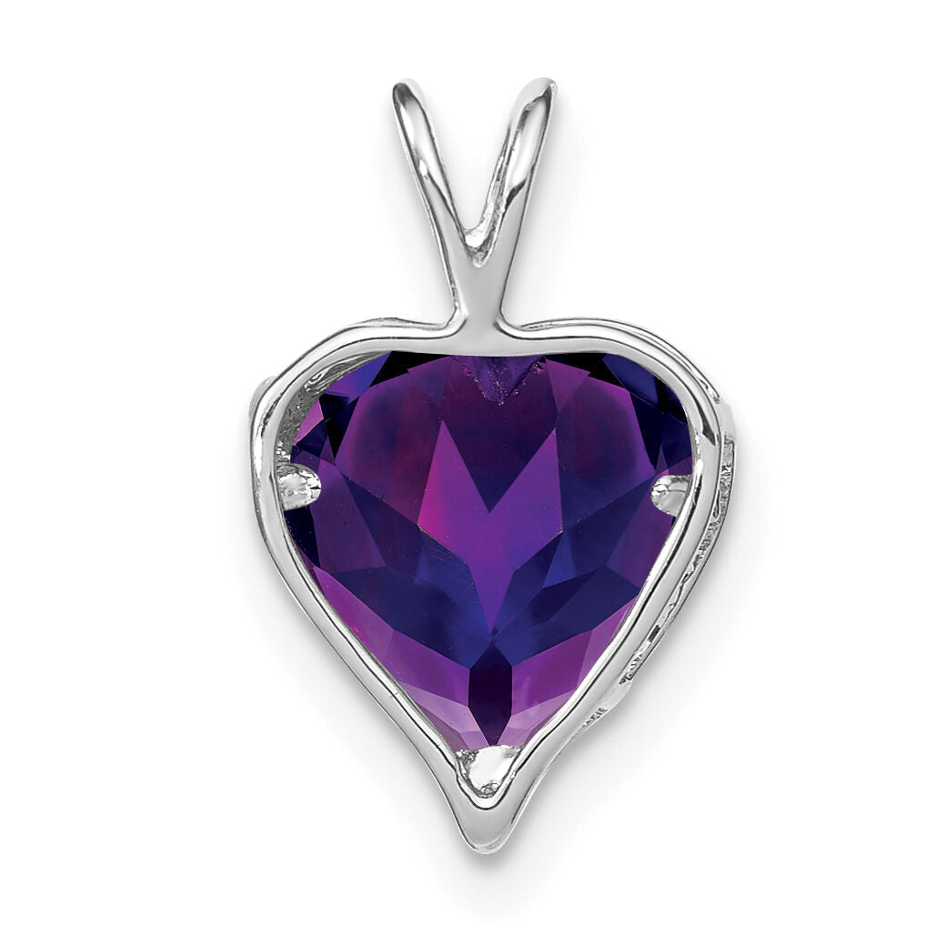 14k White Gold Amethyst and Diamond MOM Heart Pendant-PM7003-AM-001-WA