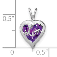 14k White Gold Amethyst and Diamond MOM Heart Pendant-PM7003-AM-001-WA