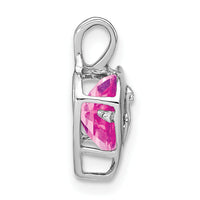14k White Gold Creat. Pink Sapphire/Diamond MOM Heart Pendant-PM7003-CPS-001-WA