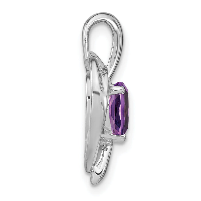 14k White Gold Amethyst and Diamond Heart Pendant-PM7004-AM-005-WA