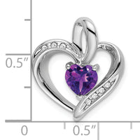 14k White Gold Amethyst and Diamond Heart Pendant-PM7004-AM-005-WA