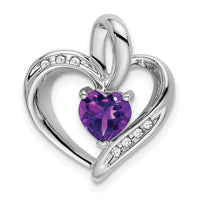 14k White Gold Amethyst and Diamond Heart Pendant-PM7004-AM-005-WA