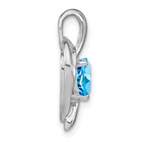 14k White Gold Blue Topaz and Diamond Heart Pendant-PM7004-BT-005-WA
