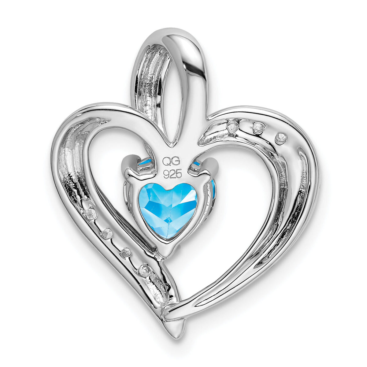 14k White Gold Blue Topaz and Diamond Heart Pendant-PM7004-BT-005-WA