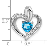 14k White Gold Blue Topaz and Diamond Heart Pendant-PM7004-BT-005-WA