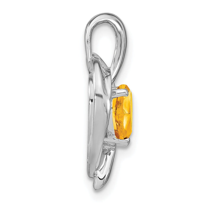 14k White Gold Citrine and Diamond Heart Pendant-PM7004-CI-005-WA