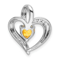14k White Gold Citrine and Diamond Heart Pendant-PM7004-CI-005-WA
