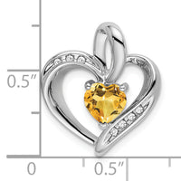 14k White Gold Citrine and Diamond Heart Pendant-PM7004-CI-005-WA