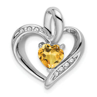 14k White Gold Citrine and Diamond Heart Pendant-PM7004-CI-005-WA