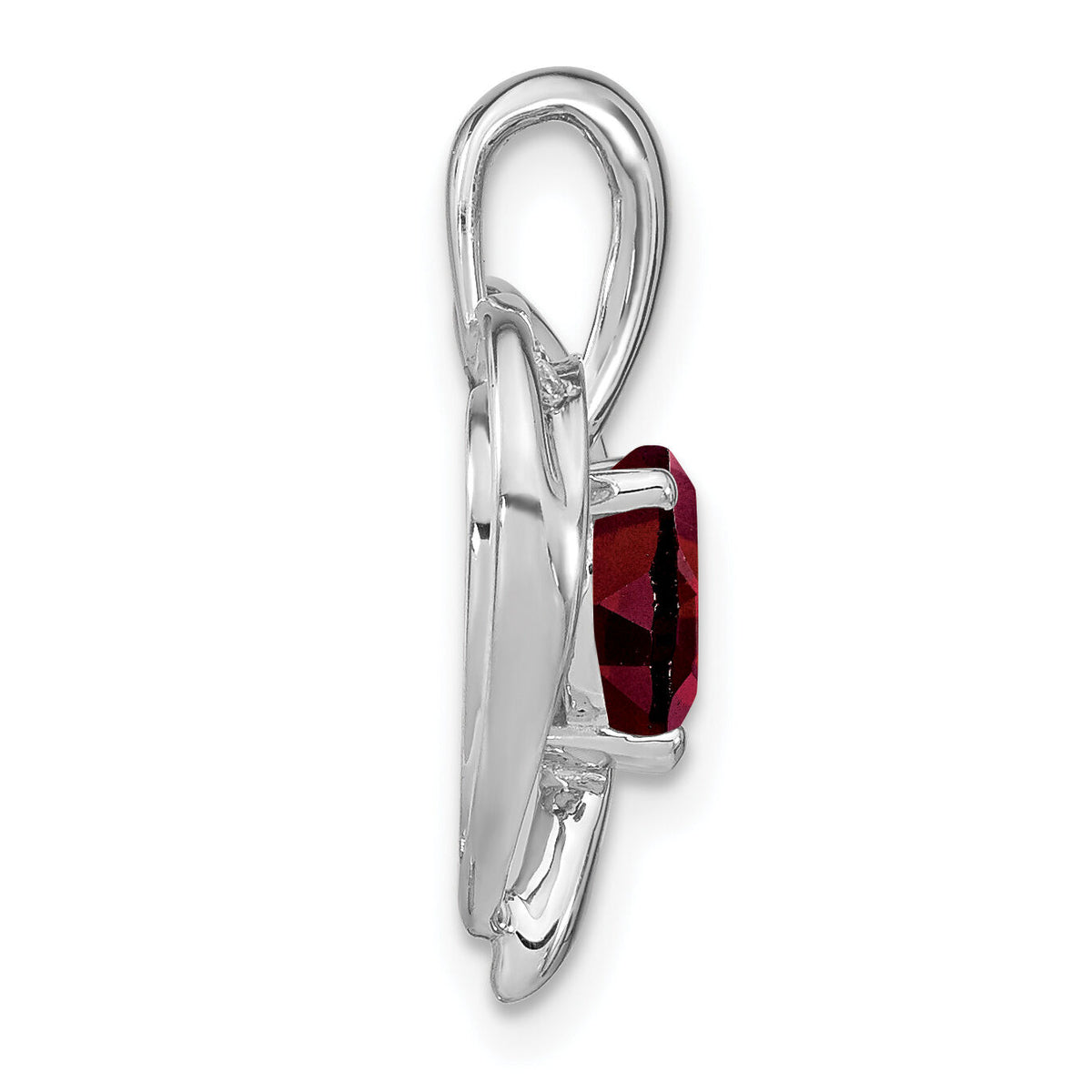 14k White Gold Garnet and Diamond Heart Pendant-PM7004-GA-005-WA