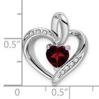 14k White Gold Garnet and Diamond Heart Pendant-PM7004-GA-005-WA