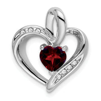 14k White Gold Garnet and Diamond Heart Pendant-PM7004-GA-005-WA