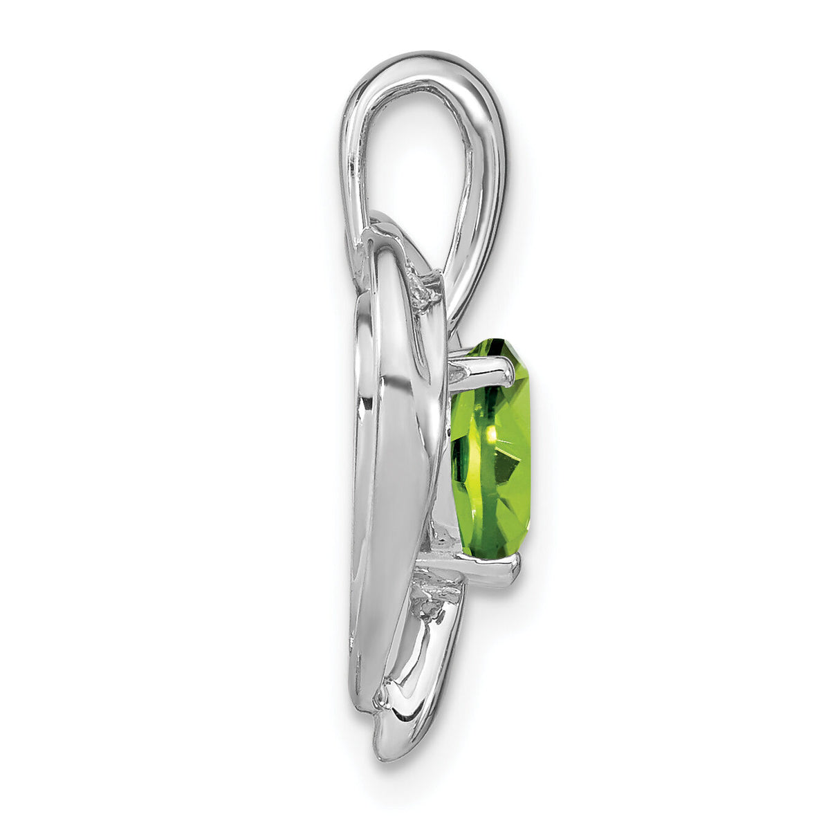 14k White Gold Peridot and Diamond Heart Pendant-PM7004-PE-005-WA