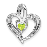 14k White Gold Peridot and Diamond Heart Pendant-PM7004-PE-005-WA