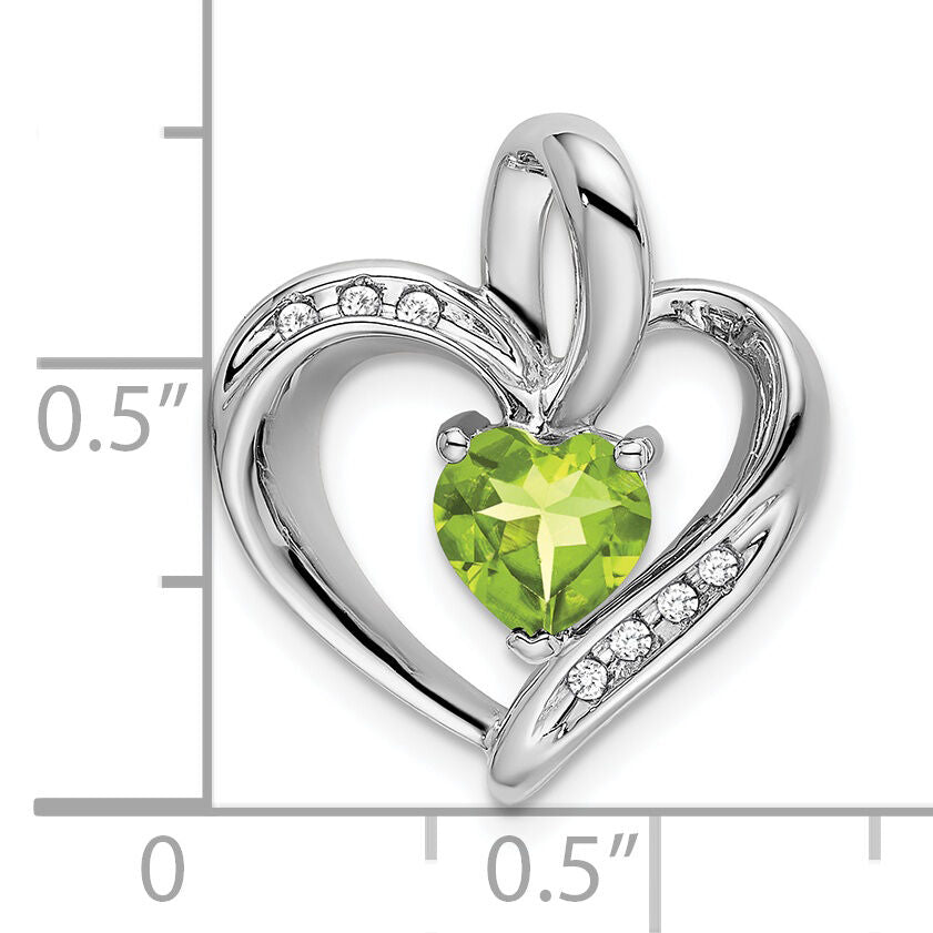 14k White Gold Peridot and Diamond Heart Pendant-PM7004-PE-005-WA