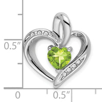 14k White Gold Peridot and Diamond Heart Pendant-PM7004-PE-005-WA