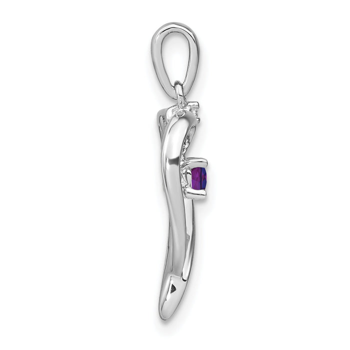 14k White Gold Amethyst and Diamond Heart Pendant-PM7005-AM-001-WA