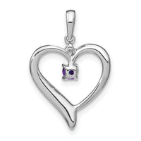 14k White Gold Amethyst and Diamond Heart Pendant-PM7005-AM-001-WA