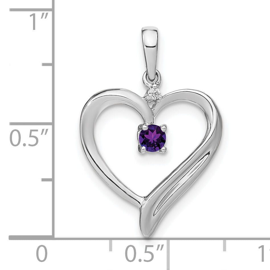 14k White Gold Amethyst and Diamond Heart Pendant-PM7005-AM-001-WA