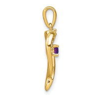 14k Amethyst and Diamond Heart Pendant-PM7005-AM-001-YA