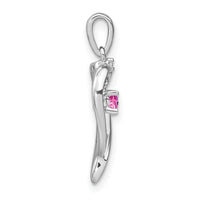 14k White Gold Created Pink Sapphire and Diamond Heart Pendant-PM7005-CPS-001-WA