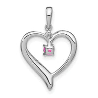 14k White Gold Created Pink Sapphire and Diamond Heart Pendant-PM7005-CPS-001-WA