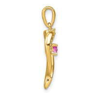 14k Created Pink Sapphire and Diamond Heart Pendant-PM7005-CPS-001-YA