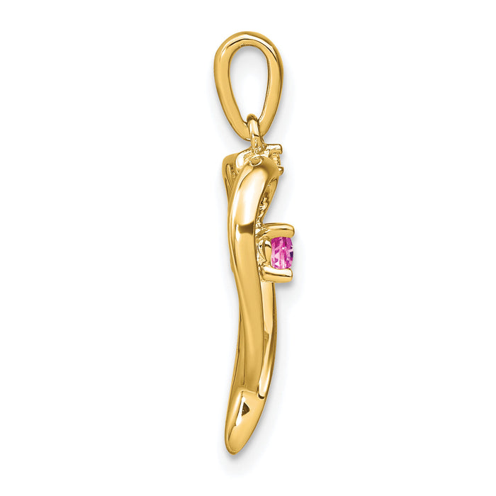 14k Created Pink Sapphire and Diamond Heart Pendant-PM7005-CPS-001-YA