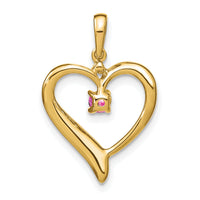 14k Created Pink Sapphire and Diamond Heart Pendant-PM7005-CPS-001-YA