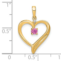 14k Created Pink Sapphire and Diamond Heart Pendant-PM7005-CPS-001-YA