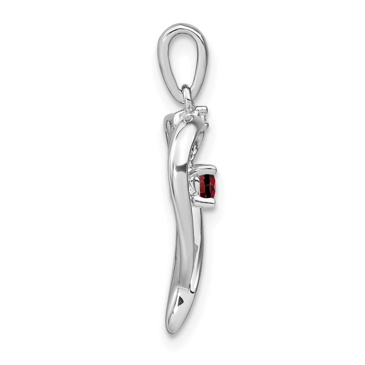 14k White Gold Garnet and Diamond Heart Pendant-PM7005-GA-001-WA
