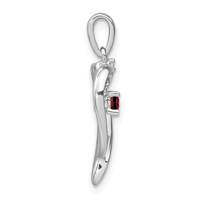 14k White Gold Garnet and Diamond Heart Pendant-PM7005-GA-001-WA