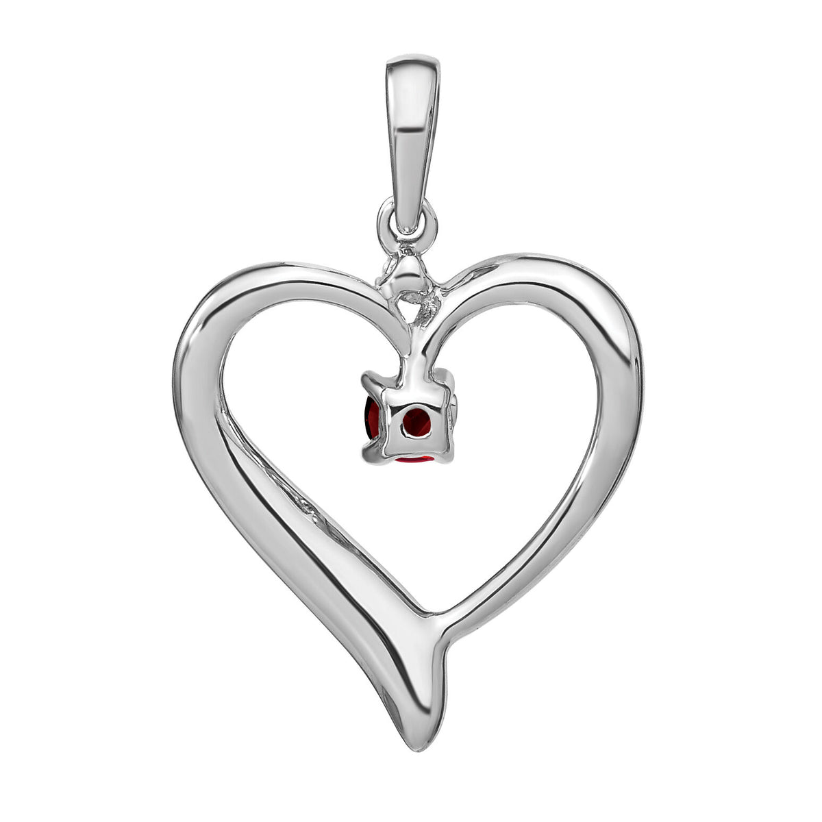 14k White Gold Garnet and Diamond Heart Pendant-PM7005-GA-001-WA