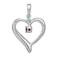14k White Gold Garnet and Diamond Heart Pendant-PM7005-GA-001-WA