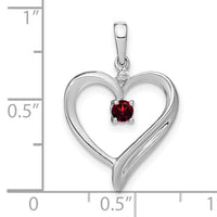 14k White Gold Garnet and Diamond Heart Pendant-PM7005-GA-001-WA