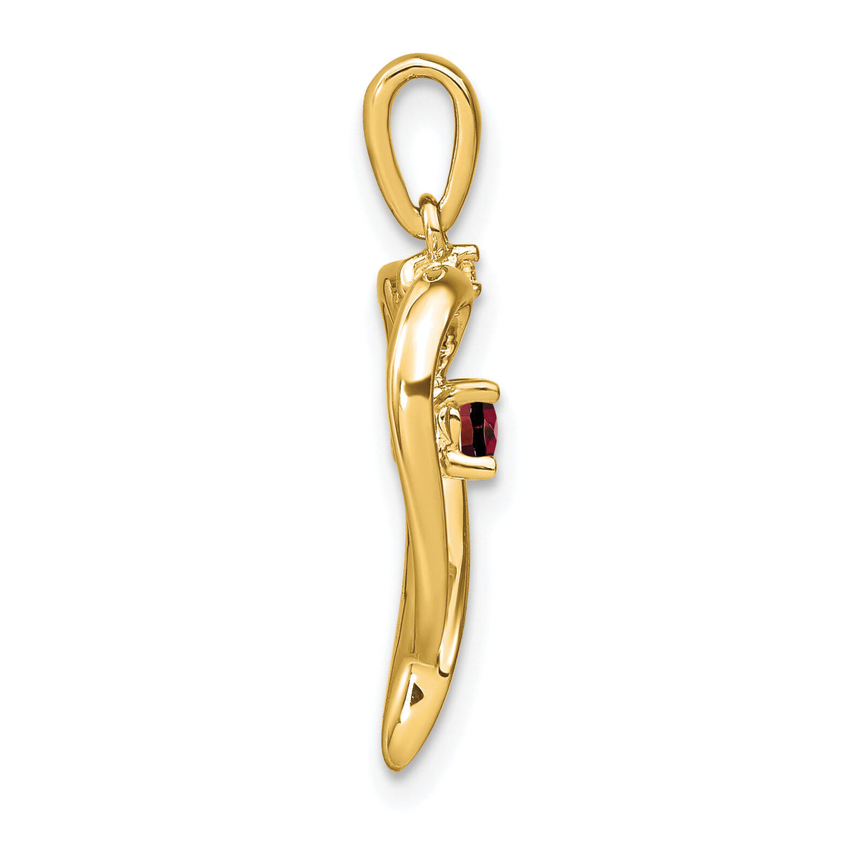 14k Garnet and Diamond Heart Pendant-PM7005-GA-001-YA