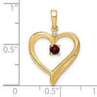 14k Garnet and Diamond Heart Pendant-PM7005-GA-001-YA