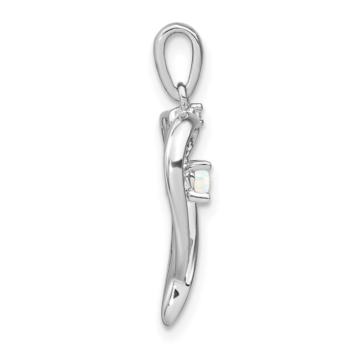 14k White Gold Created Opal and Diamond Heart Pendant-PM7005-OP-001-WA