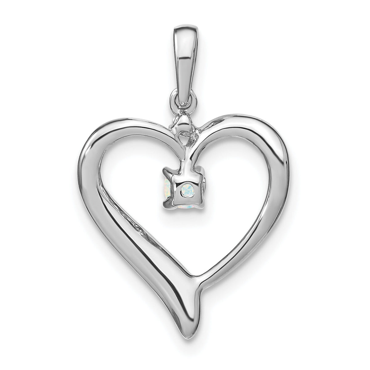 14k White Gold Created Opal and Diamond Heart Pendant-PM7005-OP-001-WA