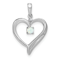 14k White Gold Created Opal and Diamond Heart Pendant-PM7005-OP-001-WA