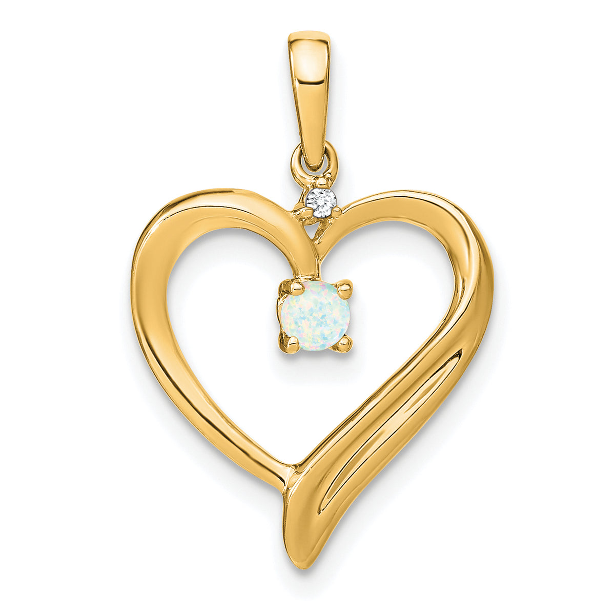14k Created Opal and Diamond Heart Pendant-PM7005-OP-001-YA