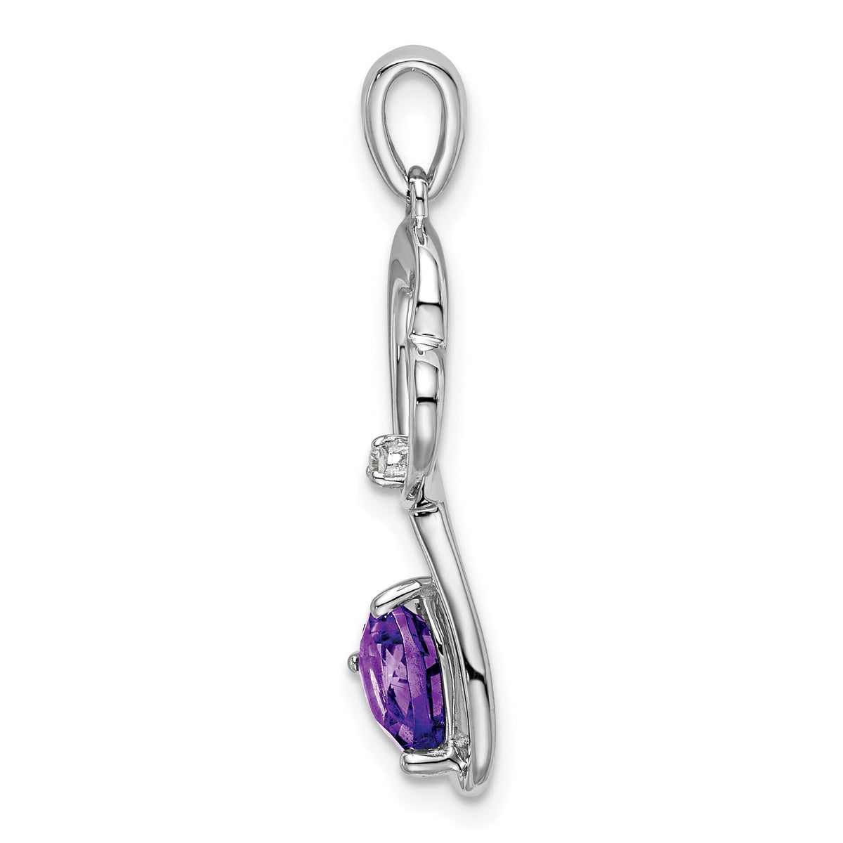 14k White Gold Amethyst and Diamond Heart Pendant-PM7007-AM-001-WA