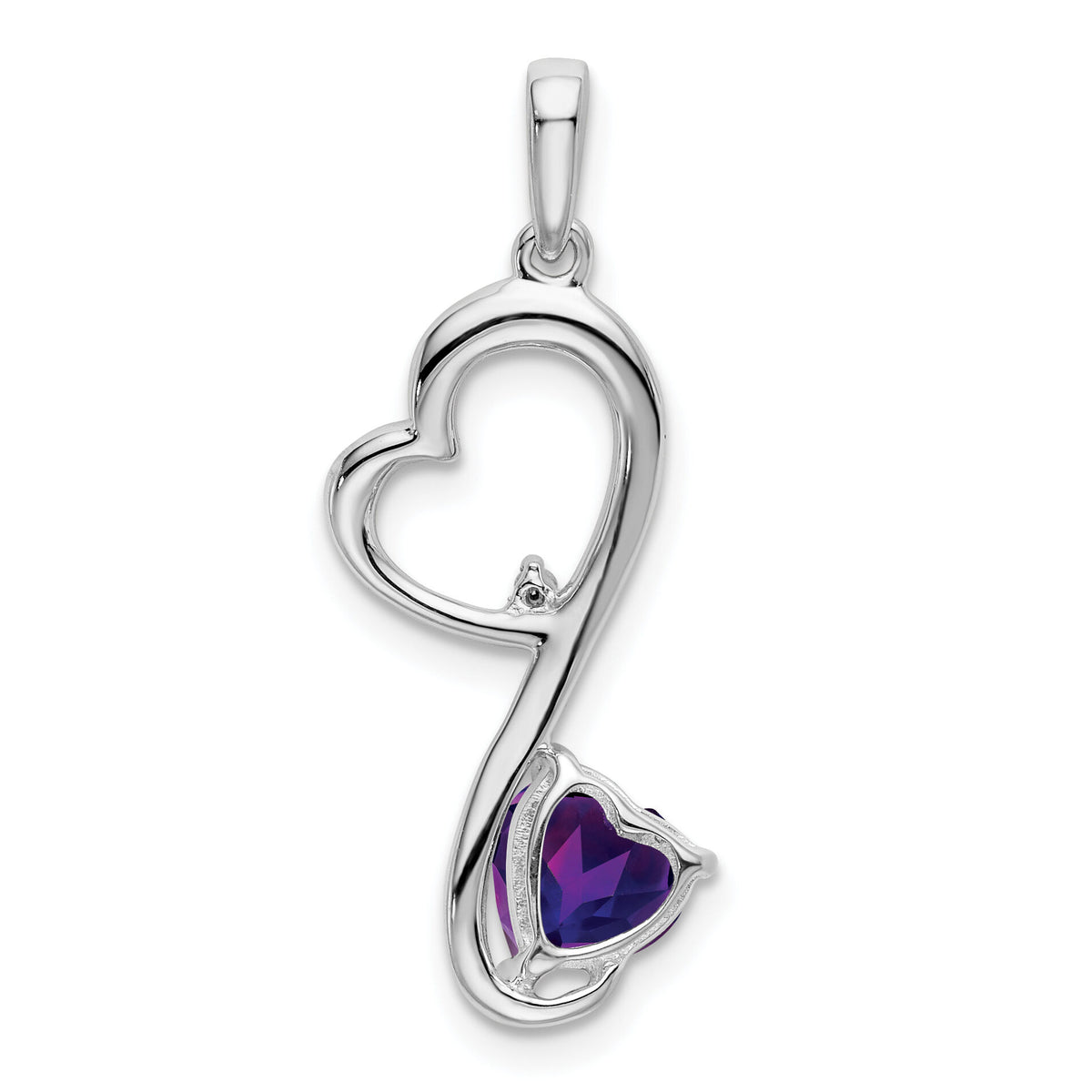 14k White Gold Amethyst and Diamond Heart Pendant-PM7007-AM-001-WA
