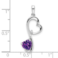 14k White Gold Amethyst and Diamond Heart Pendant-PM7007-AM-001-WA