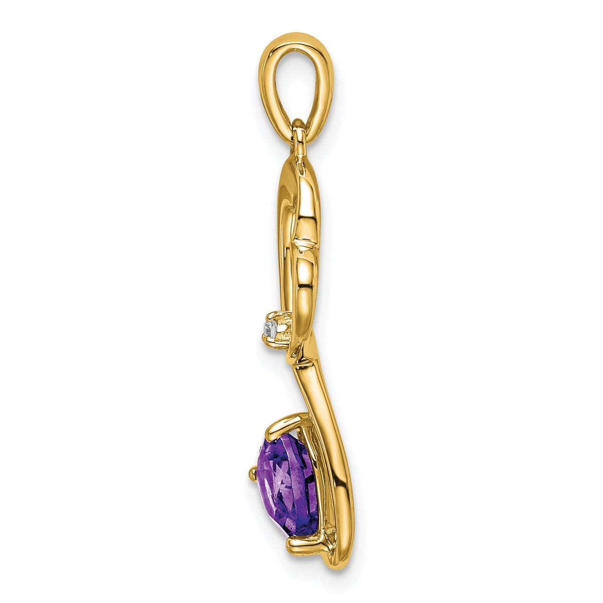 14k Amethyst and Diamond Heart Pendant-PM7007-AM-001-YA