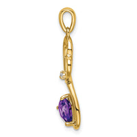 14k Amethyst and Diamond Heart Pendant-PM7007-AM-001-YA