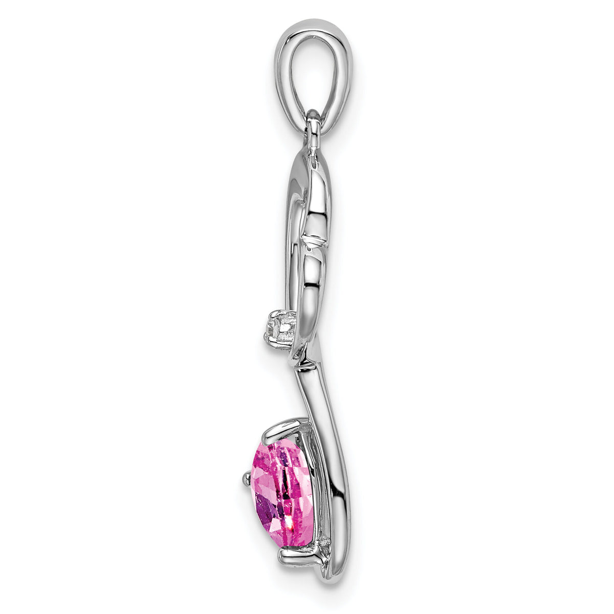 14k White Gold Created Pink Sapphire and Diamond Heart Pendant-PM7007-CPS-001-WA