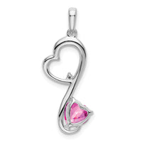 14k White Gold Created Pink Sapphire and Diamond Heart Pendant-PM7007-CPS-001-WA