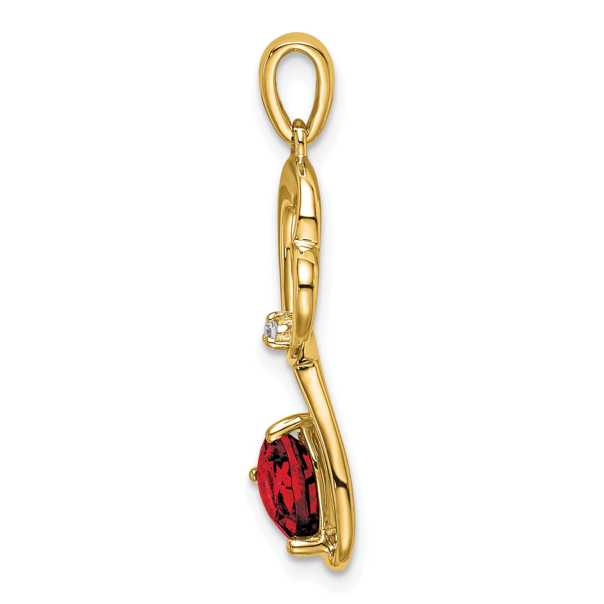 14k Garnet and Diamond Heart Pendant-PM7007-GA-001-YA