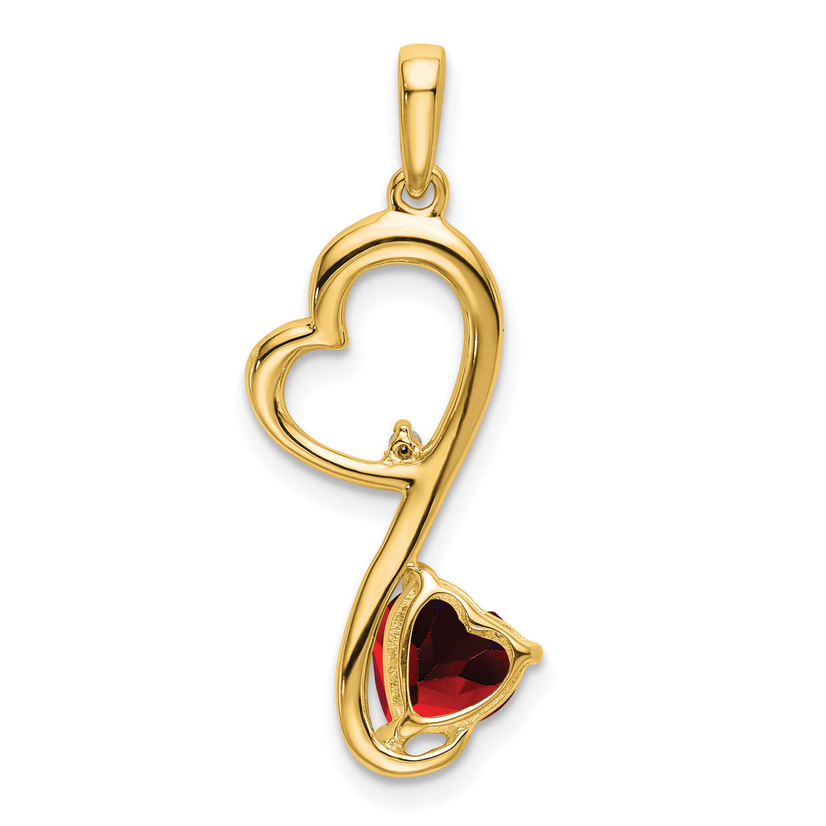14k Garnet and Diamond Heart Pendant-PM7007-GA-001-YA